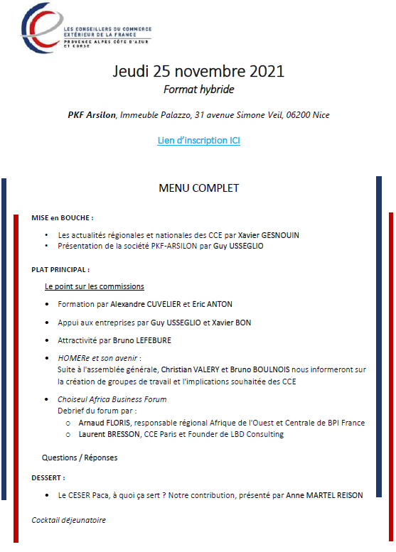 Comité régional du 25 novembre 2021 (format hybride) à Nice